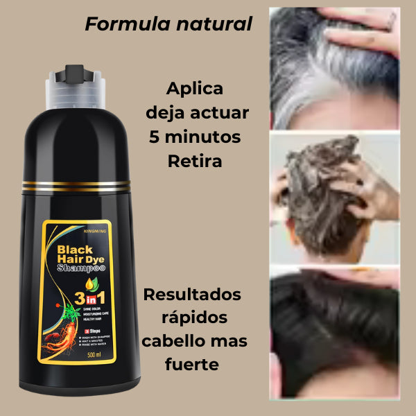 Black Hair 3 en 1: Cubre Canas, Detiene la Caída y Nutre desde la Raíz