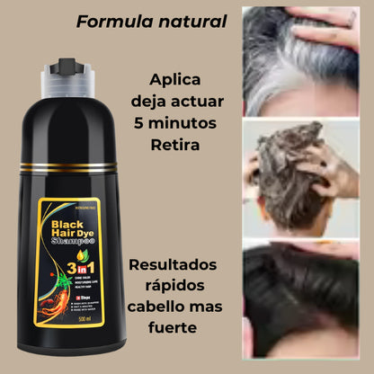 Black Hair 3 en 1: Cubre Canas, Detiene la Caída y Nutre desde la Raíz