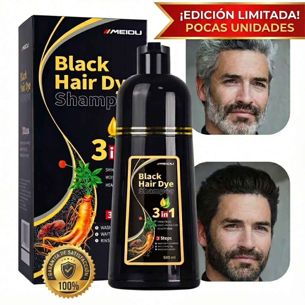 Black Hair 3 en 1: Cubre Canas, Detiene la Caída y Nutre desde la Raíz
