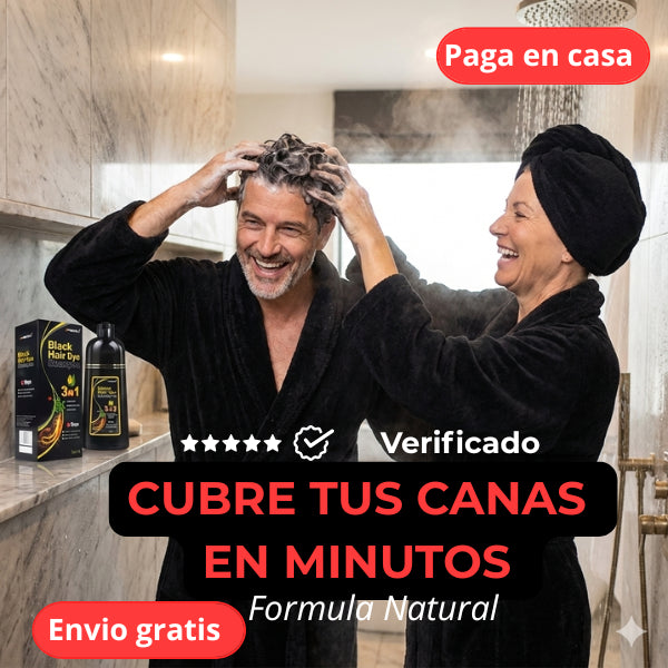 Black Hair 3 en 1: Cubre Canas, Detiene la Caída y Nutre desde la Raíz