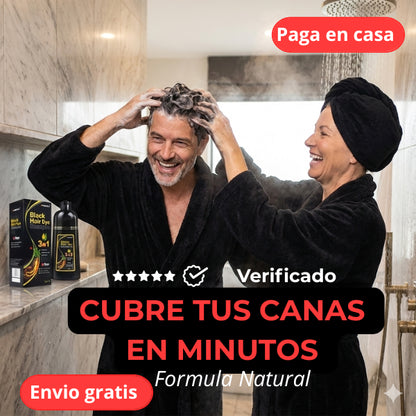 Black Hair 3 en 1: Cubre Canas, Detiene la Caída y Nutre desde la Raíz
